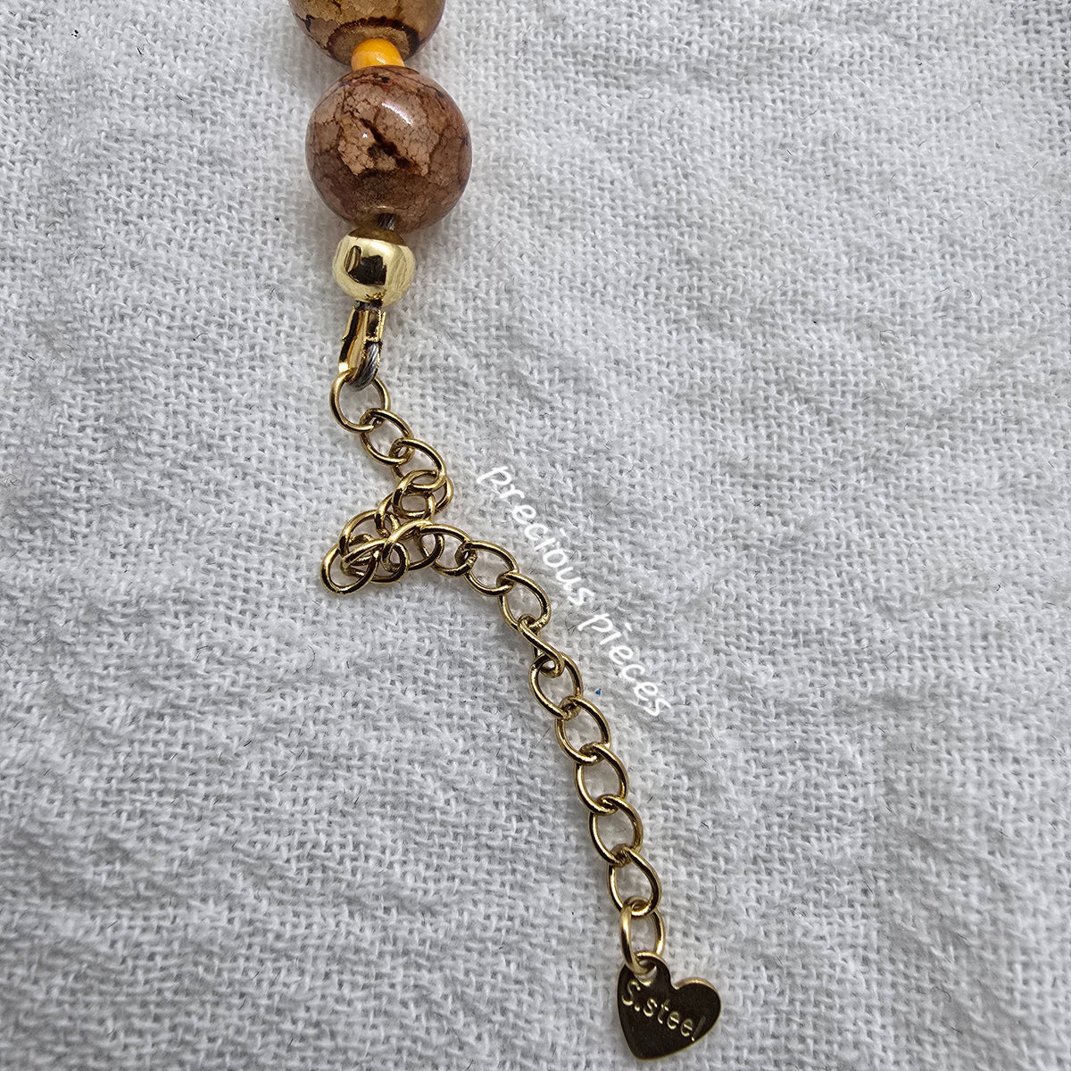Orange Crackle Beaded Necklace