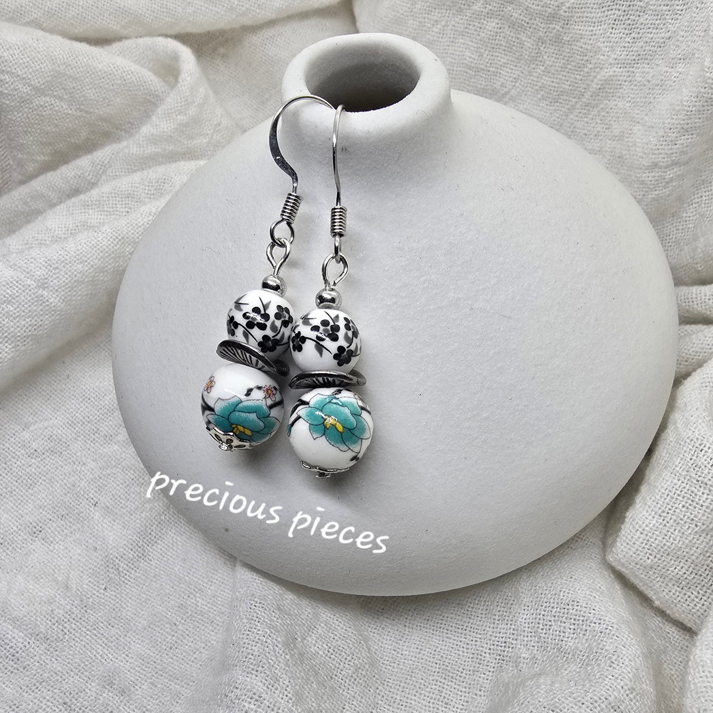 Ceramic Flower Beaded Earrings