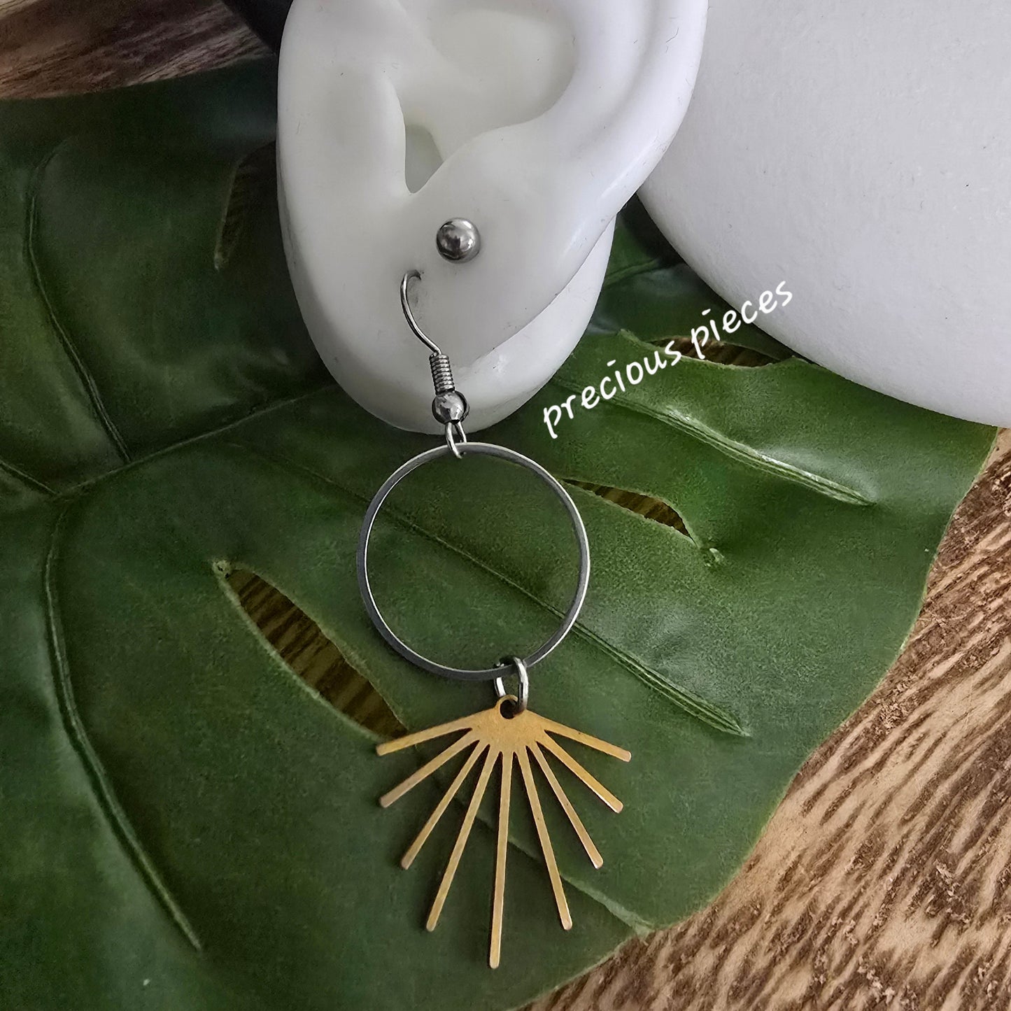 Sunburst Mixed Metal Dangle Earrings (click for more options)