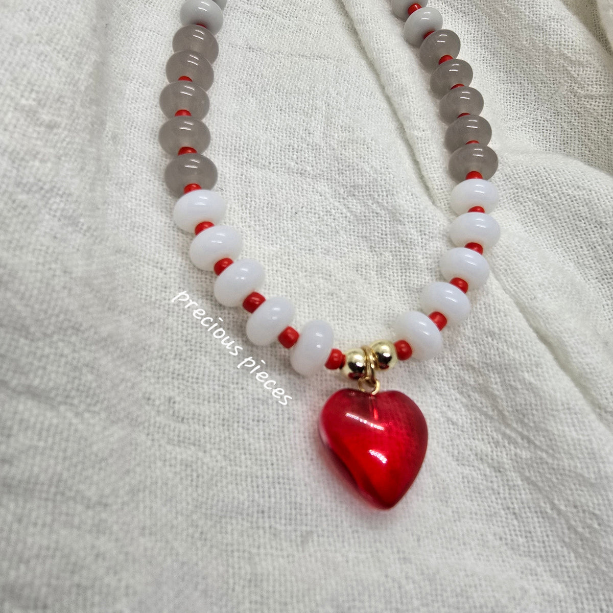 Red Heart Beaded Necklace