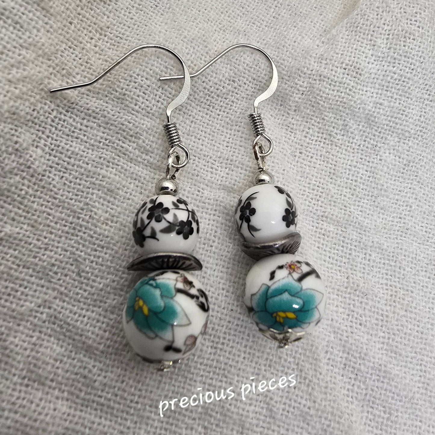 Ceramic Flower Beaded Earrings