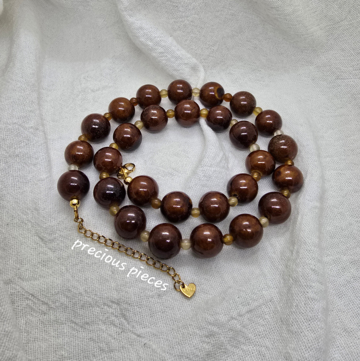 Amber Ceramic Beaded Necklace