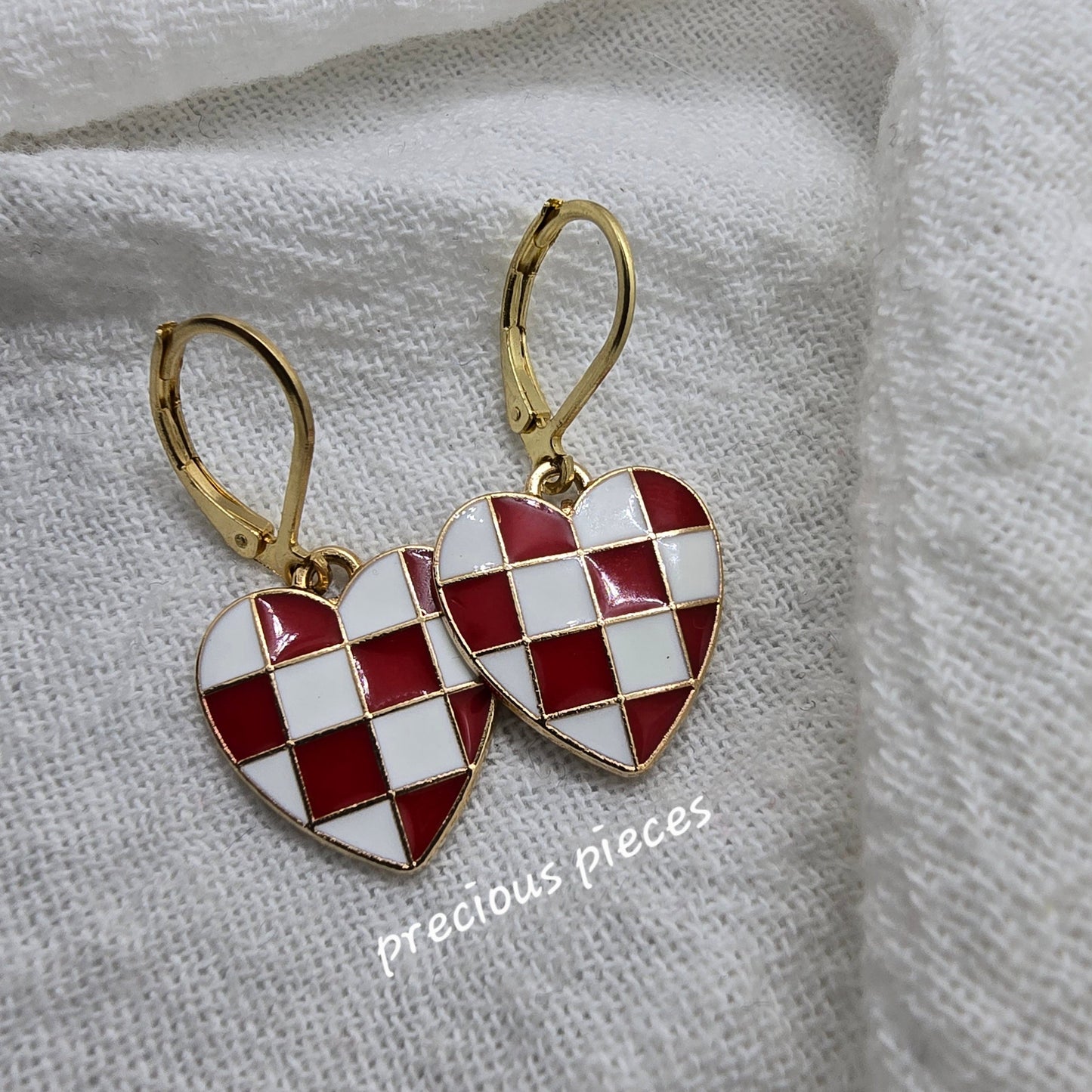 Checkered Heart Earrings