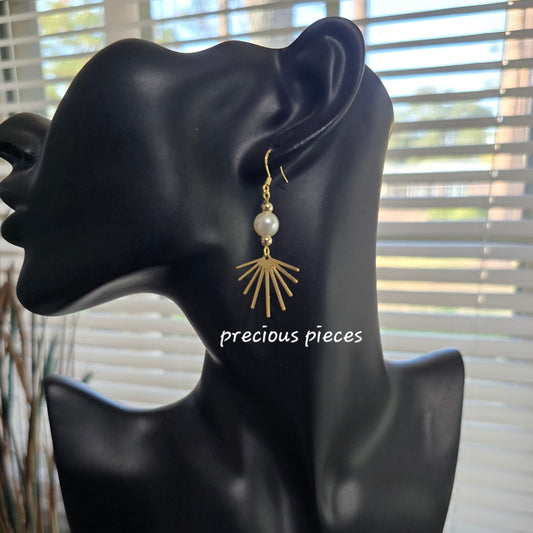 Sunburst and Pearl Earrings