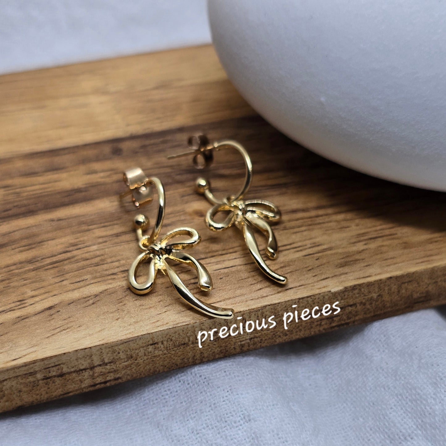 Gold Bow Dangle Earrings