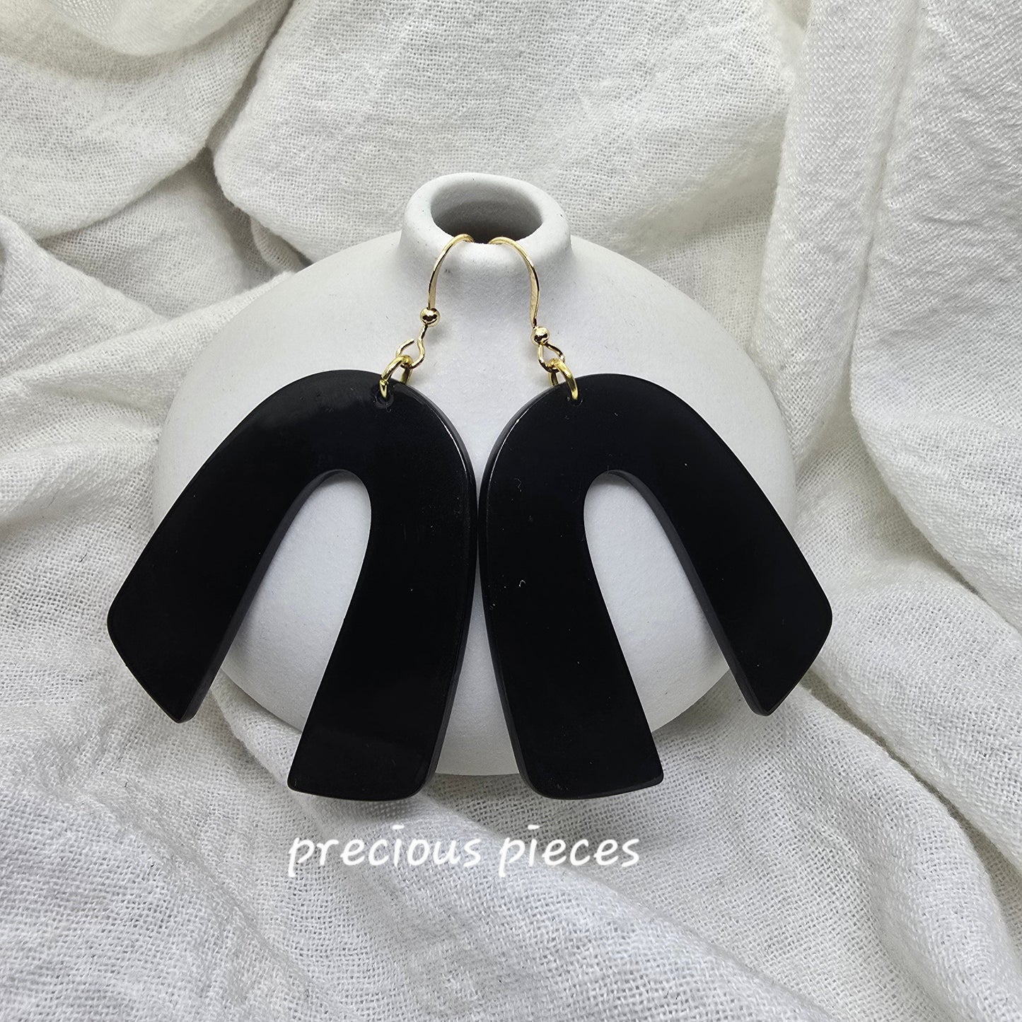 Black Acrylic Arch Earrings