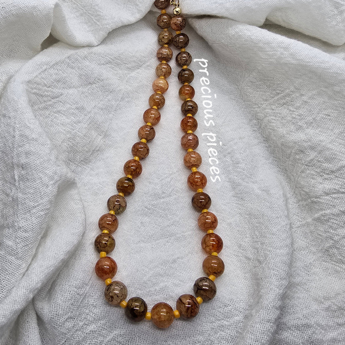 Orange Crackle Beaded Necklace