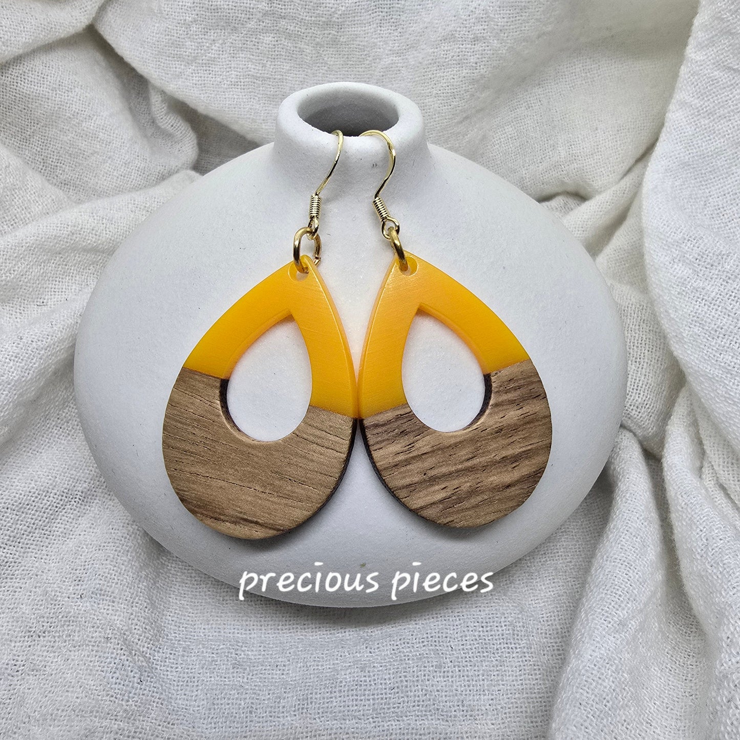 Acrylic and Wood Teardrop Earrings (click for more colors)
