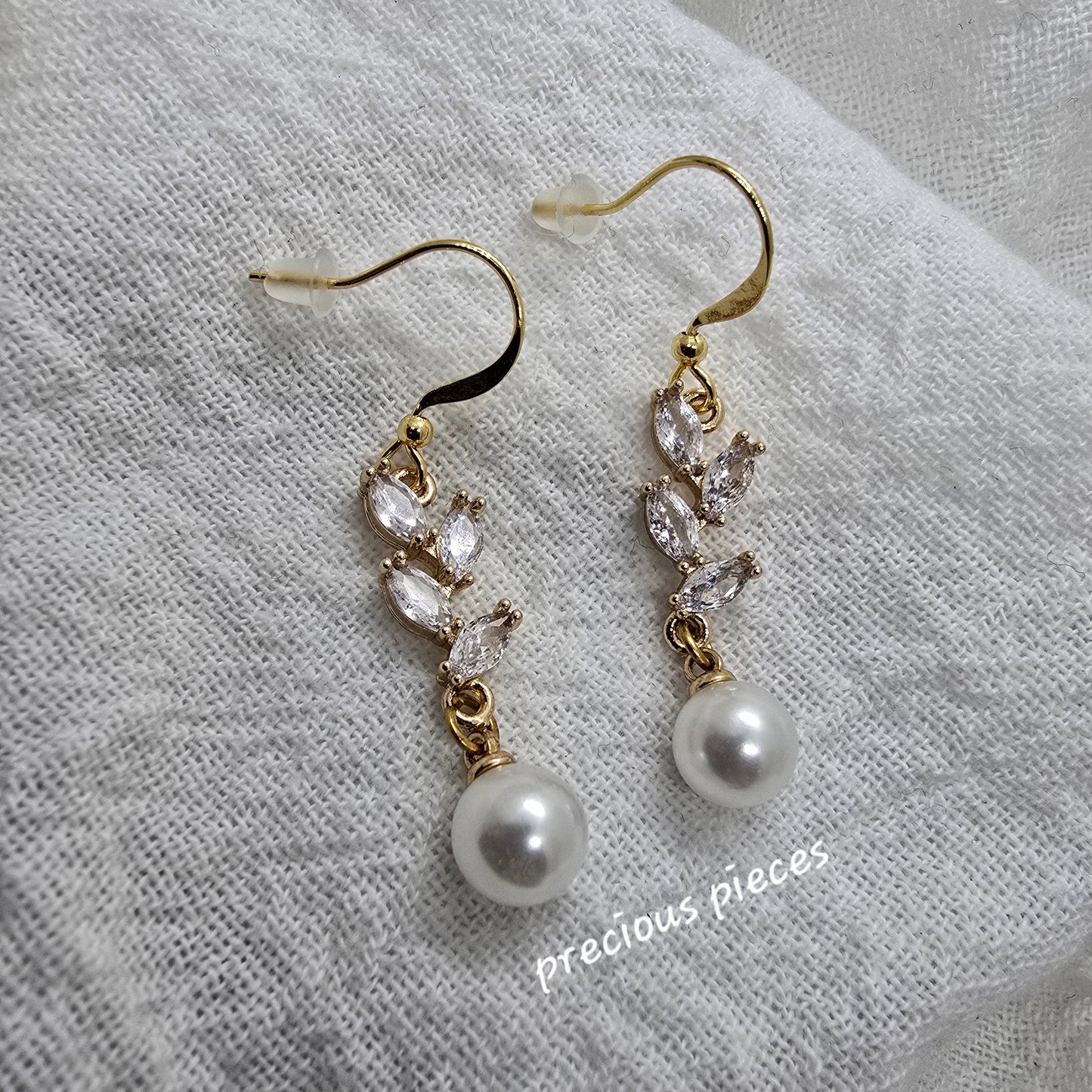 Cubic Zirconia Branch Pearl Earrings