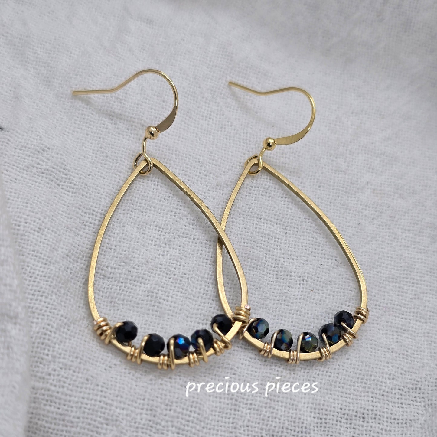 Beaded Wrapped Teardrop Earrings