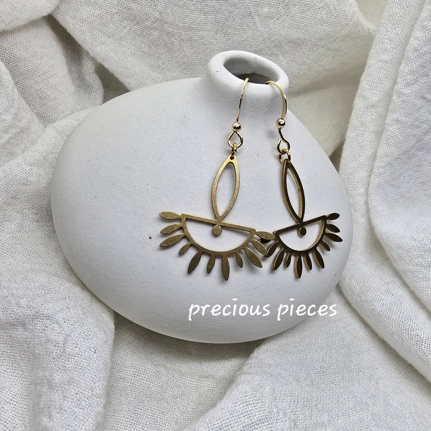 Brass Evil Eye Earrings
