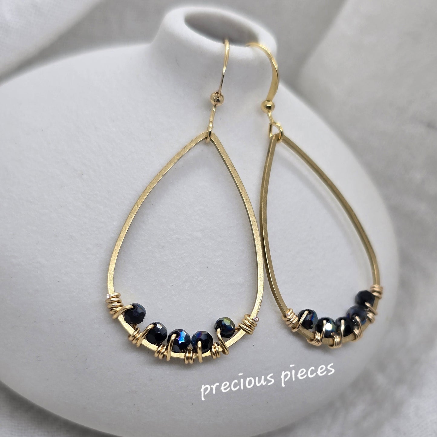 Beaded Wrapped Teardrop Earrings