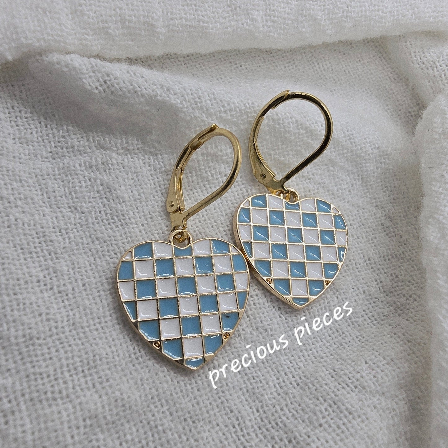 Checkered Heart Earrings