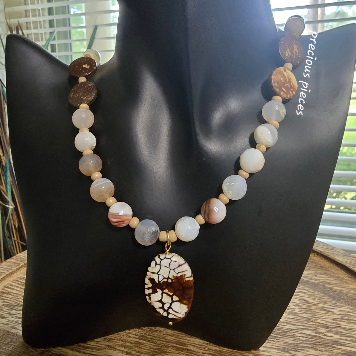 Amber Agate Beaded Necklace