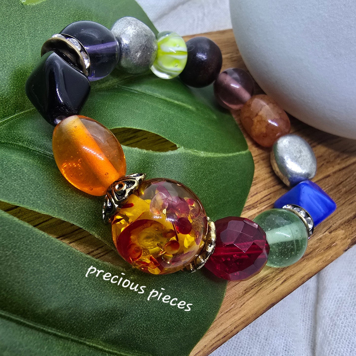 One of A Kind Orange Mix Beaded Bracelet