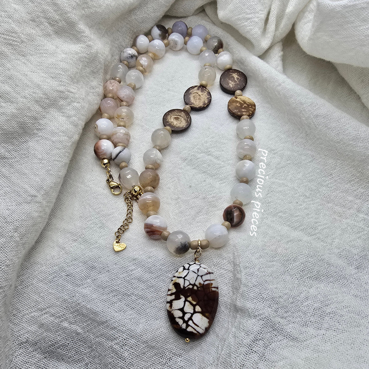 Amber Agate Beaded Necklace