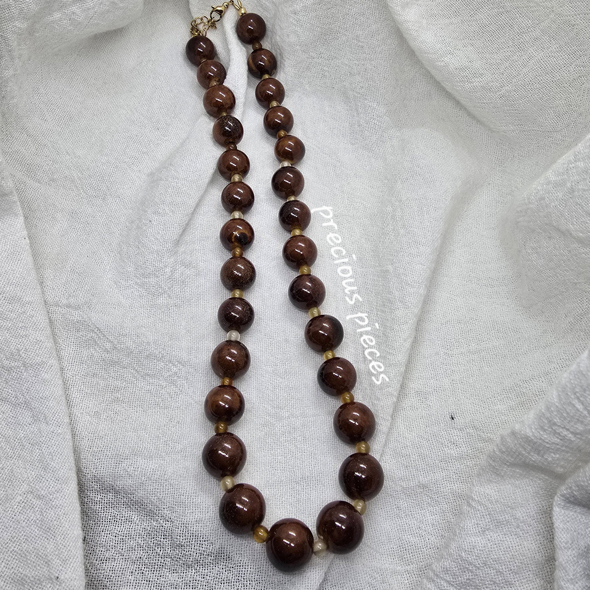 Amber Ceramic Beaded Necklace