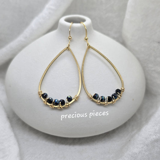 Beaded Wrapped Teardrop Earrings