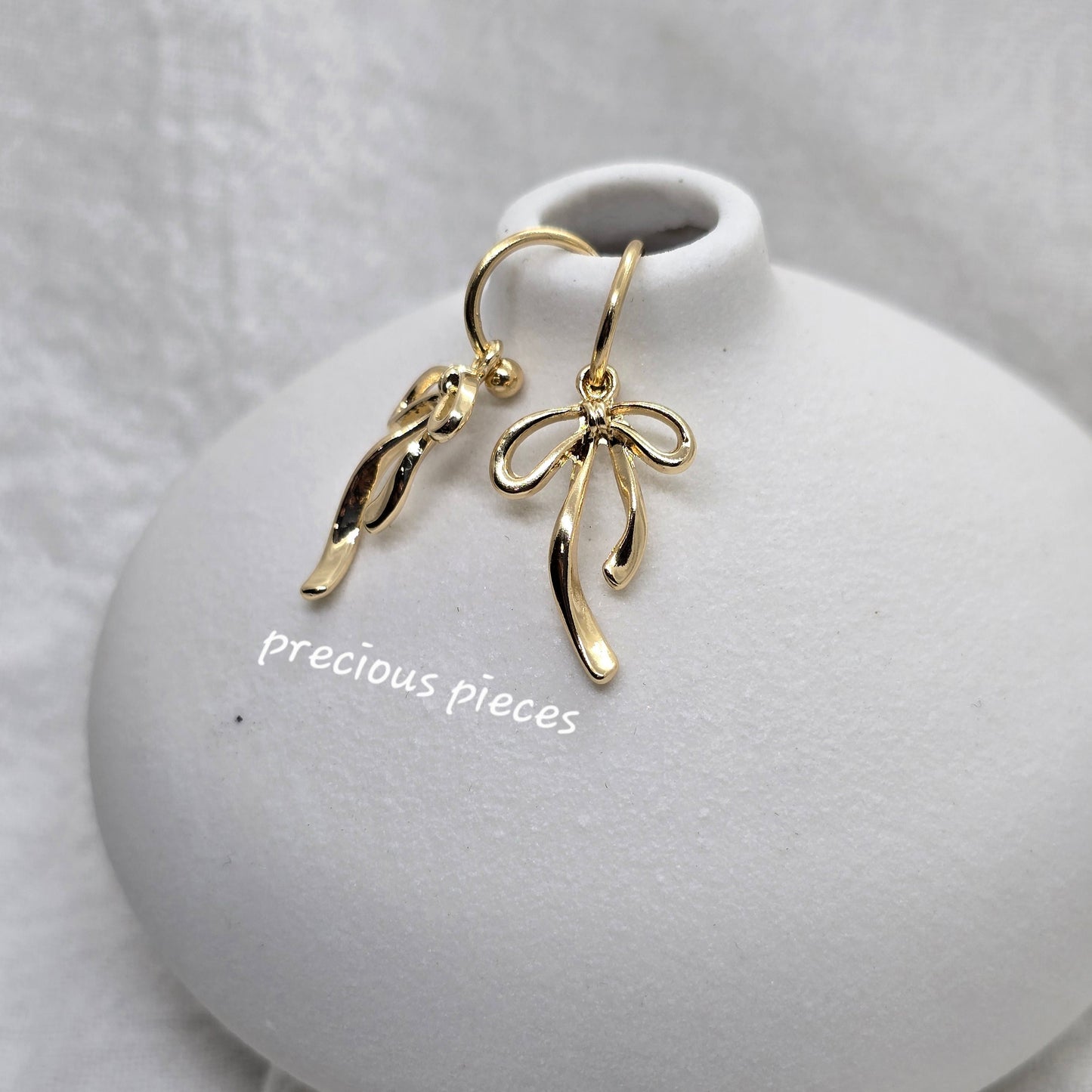 Gold Bow Dangle Earrings