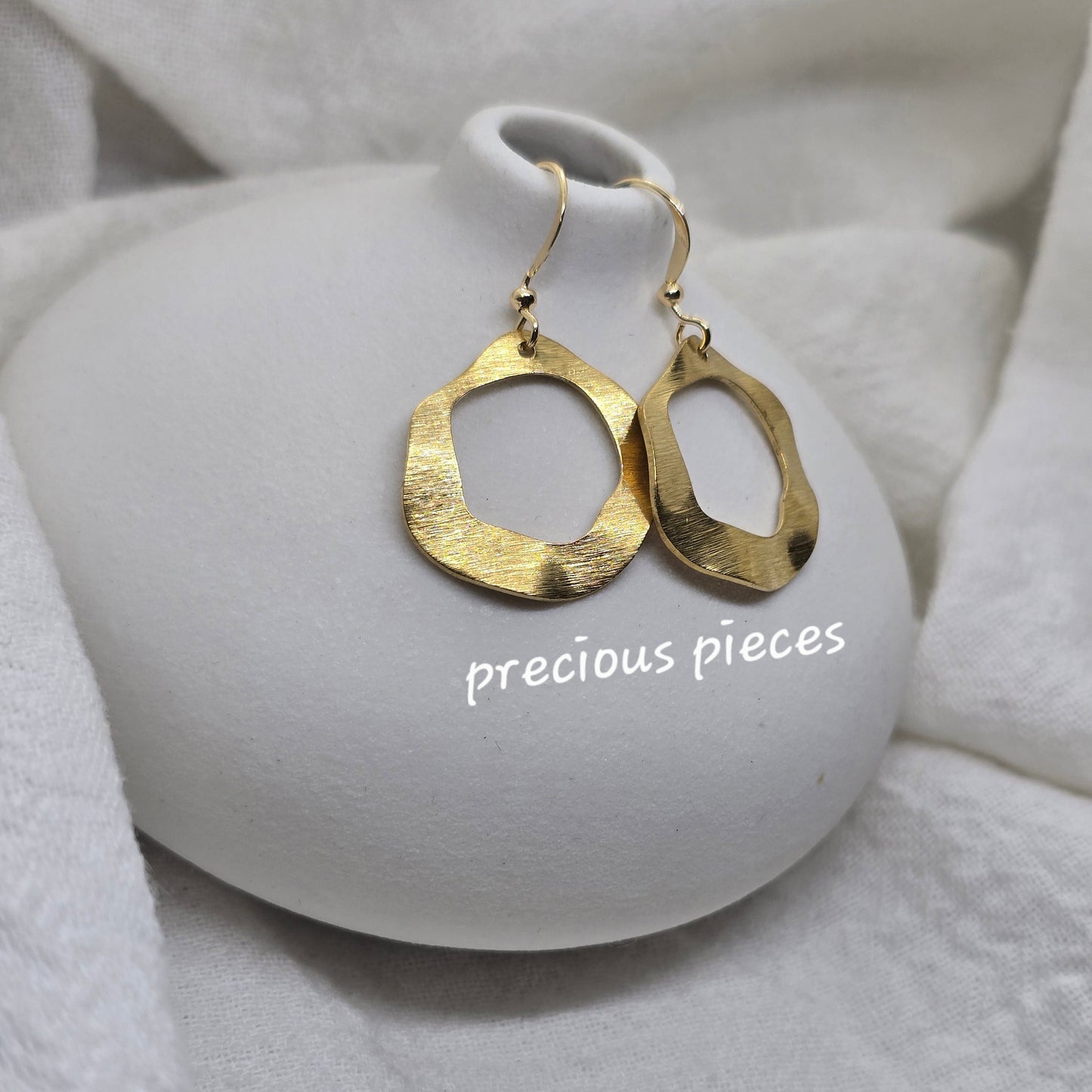 Brass Wavy Dangle Earrings