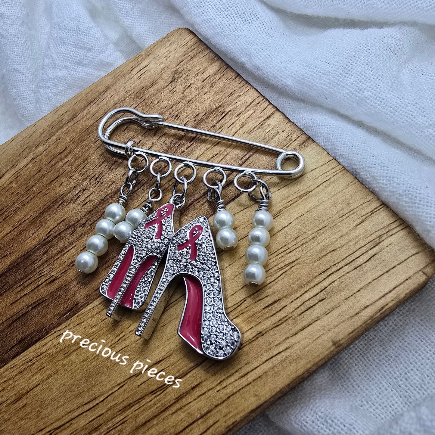 Pearls and Heels Awareness Brooch