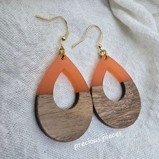 Acrylic and Wood Teardrop Earrings (click for more colors)