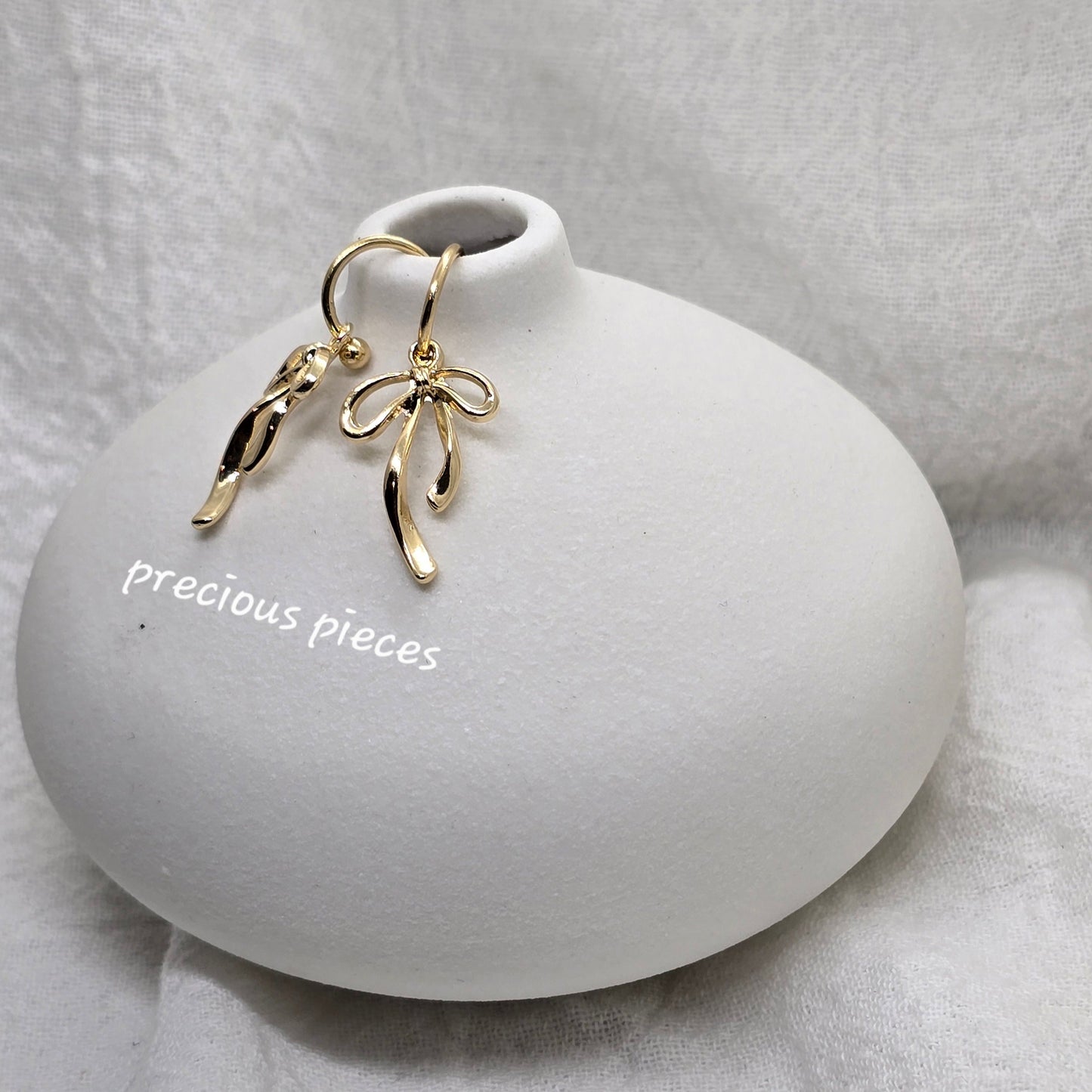 Gold Bow Dangle Earrings