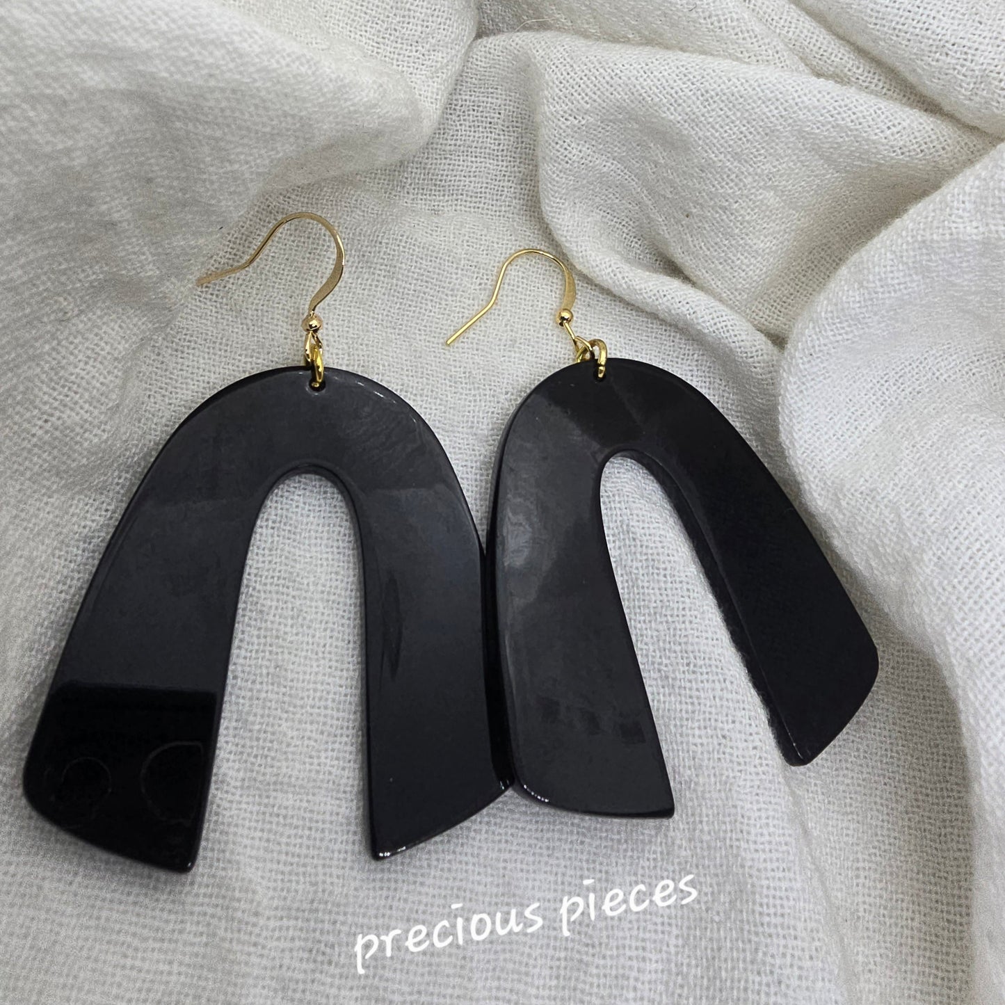 Black Acrylic Arch Earrings