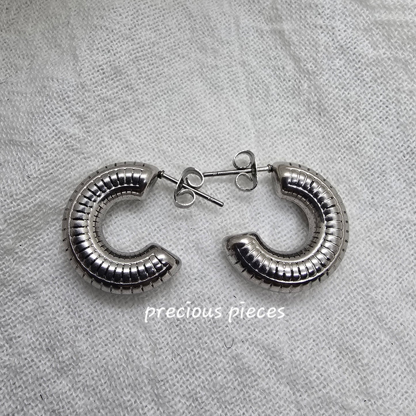 Textured Silver Hoop Earrings