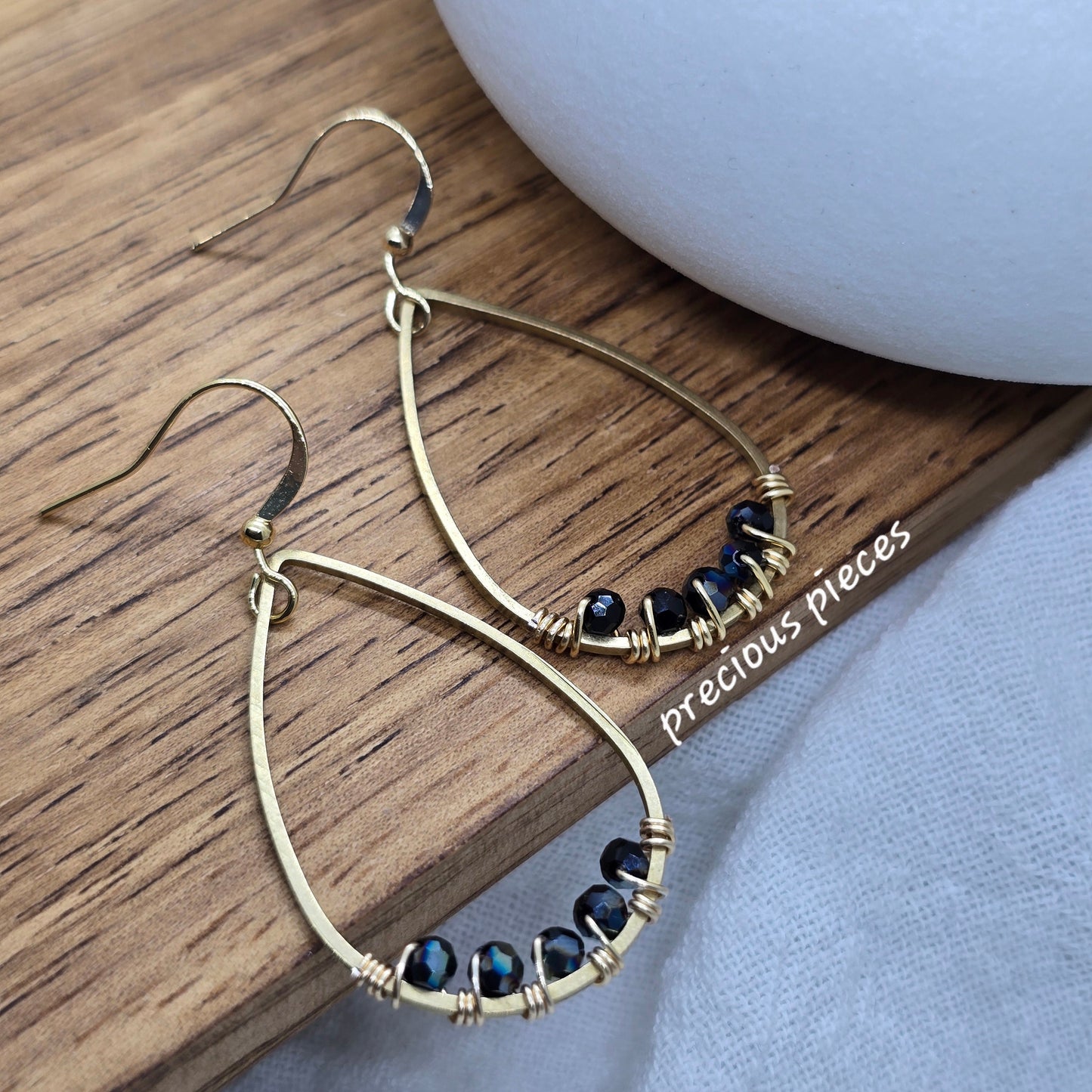 Beaded Wrapped Teardrop Earrings