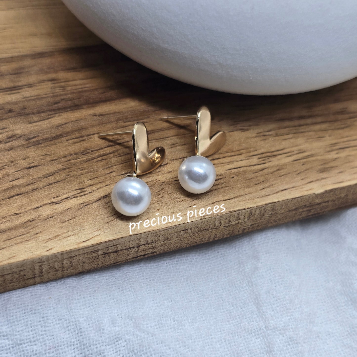 Heart Pearl Drop Earrings
