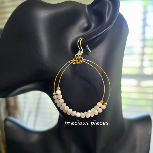Rose Quartz Hoop Earrings