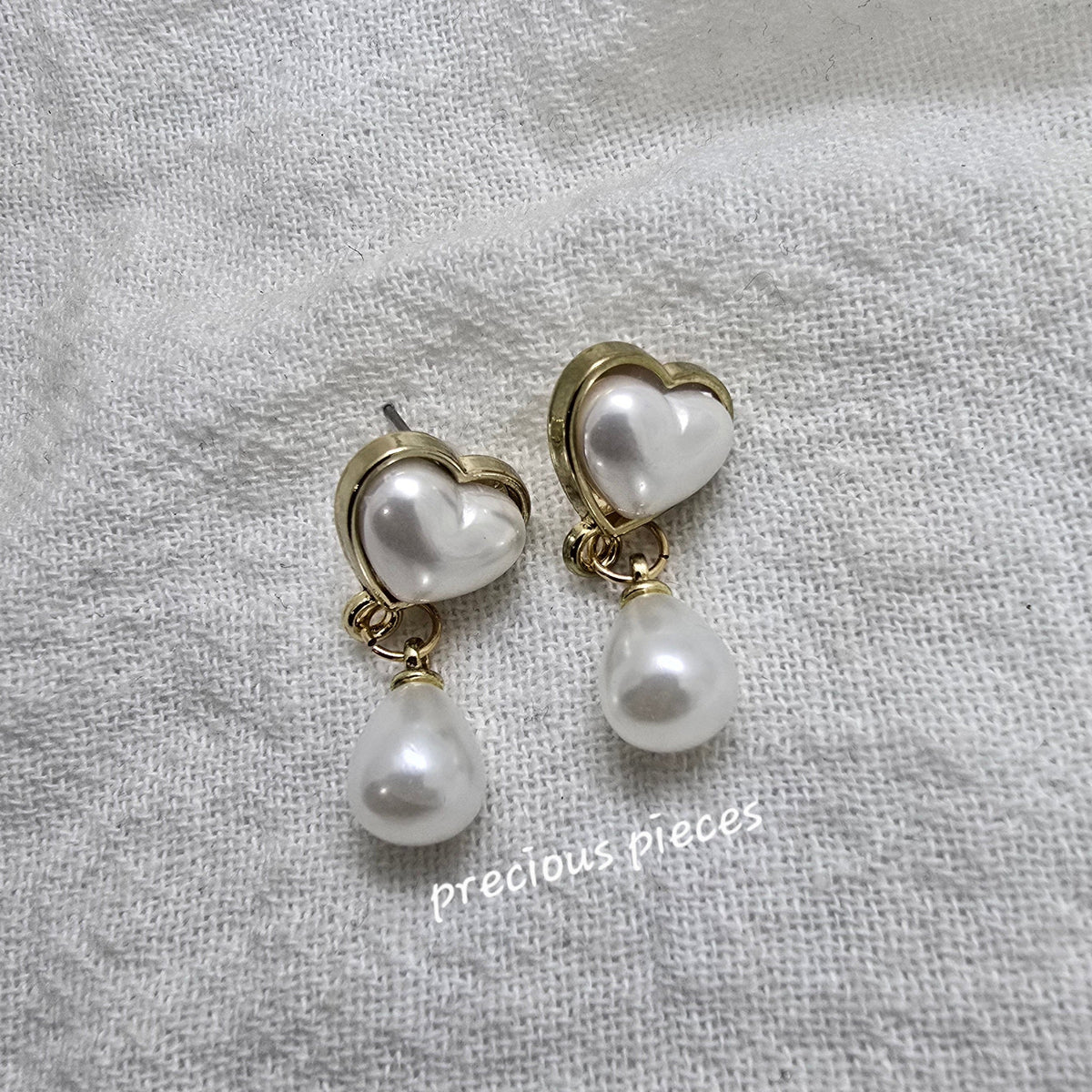 Pearl Heart Drop Earrings