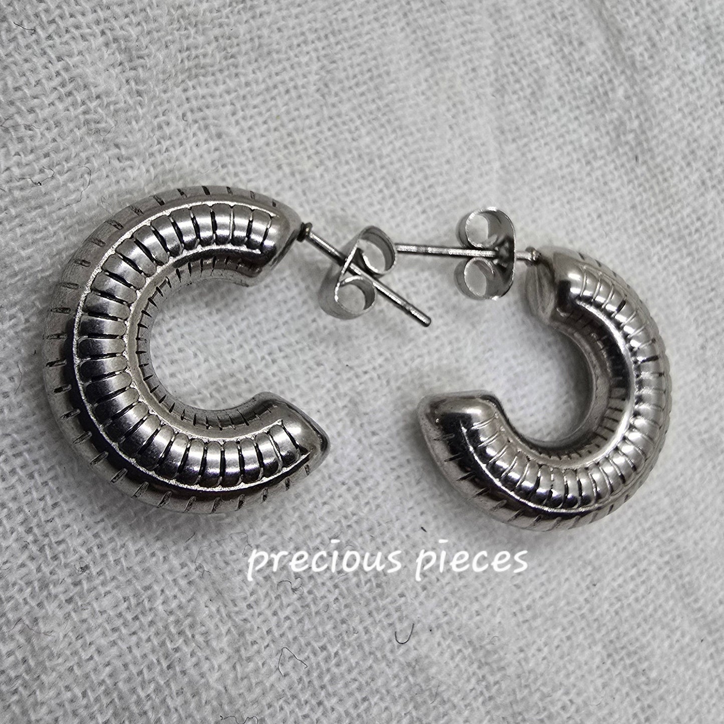 Textured Silver Hoop Earrings