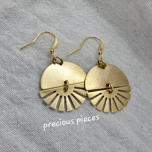 Brass Fan Shaped Earrings