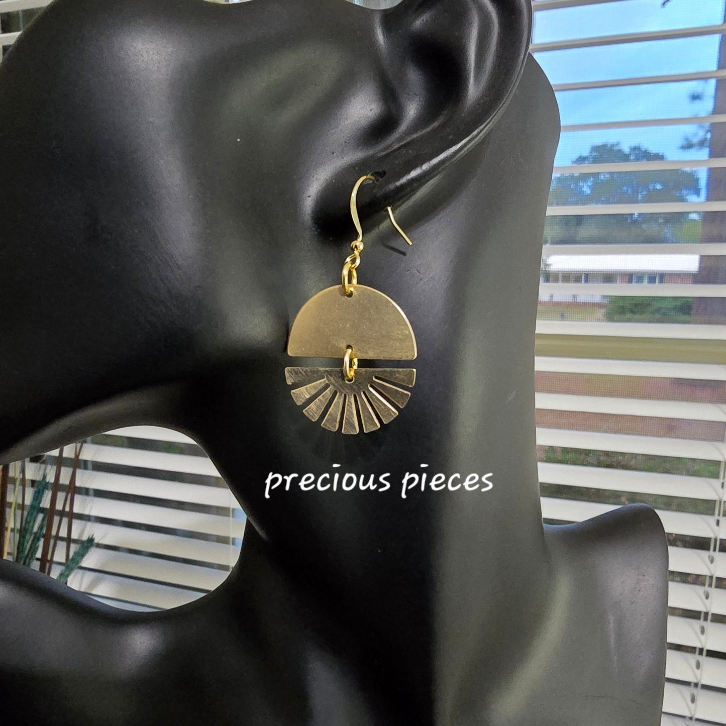 Brass Fan Shaped Earrings
