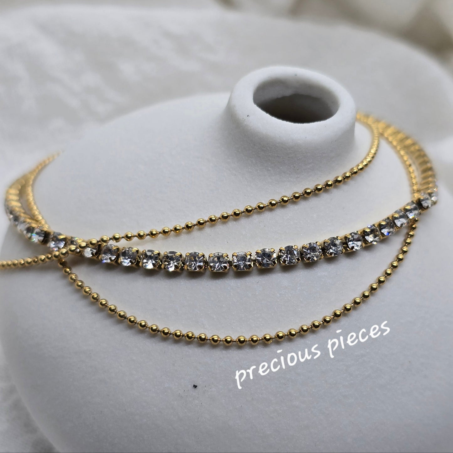 Rhinestone and Shotbead Chain Anklet (click for more options)