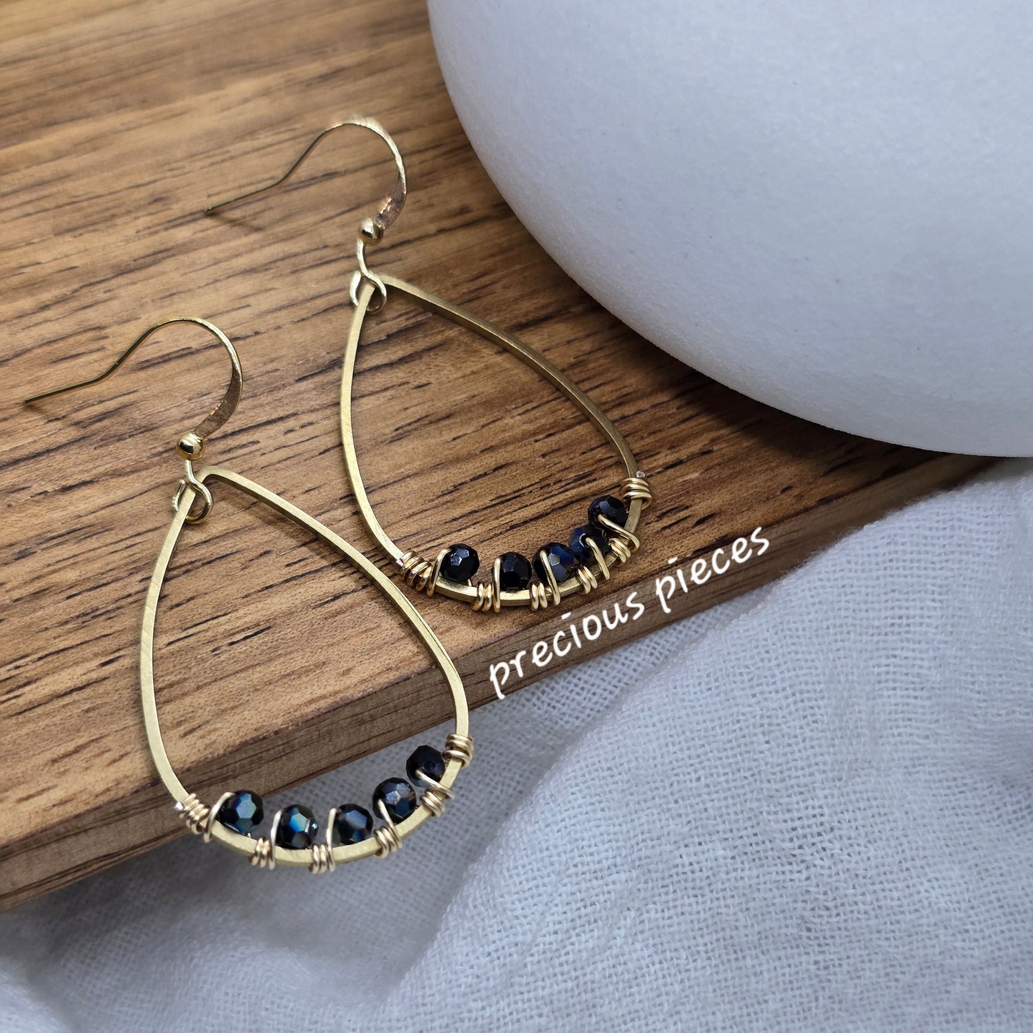 Beaded Wrapped Teardrop Earrings