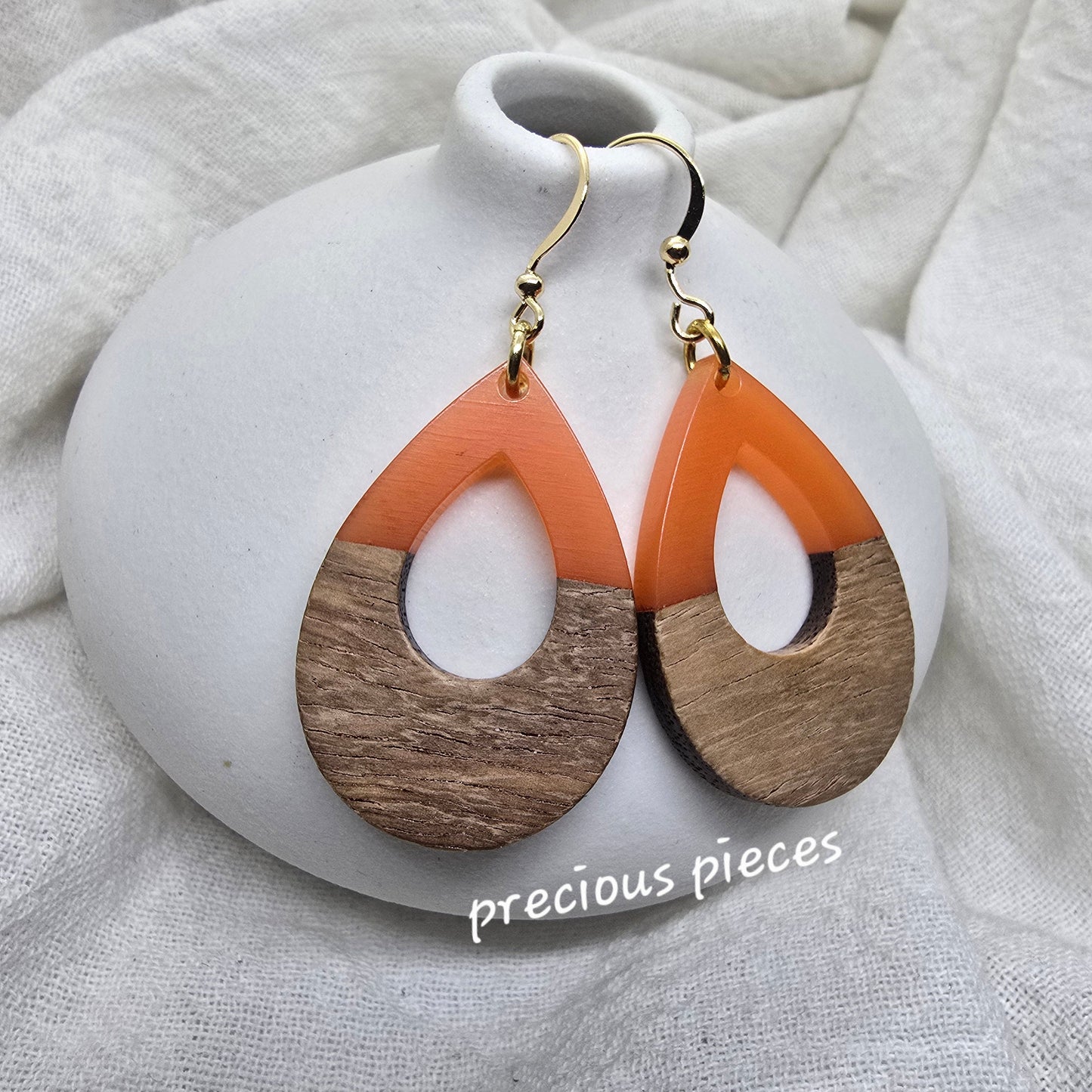 Acrylic and Wood Teardrop Earrings (click for more colors)