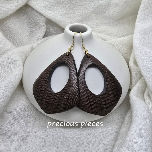 Dark Wood Diamond Shape Earrings