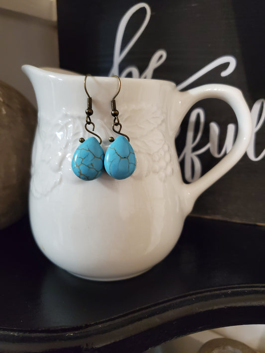 Turquoise  Howlite Teardrop Earrings