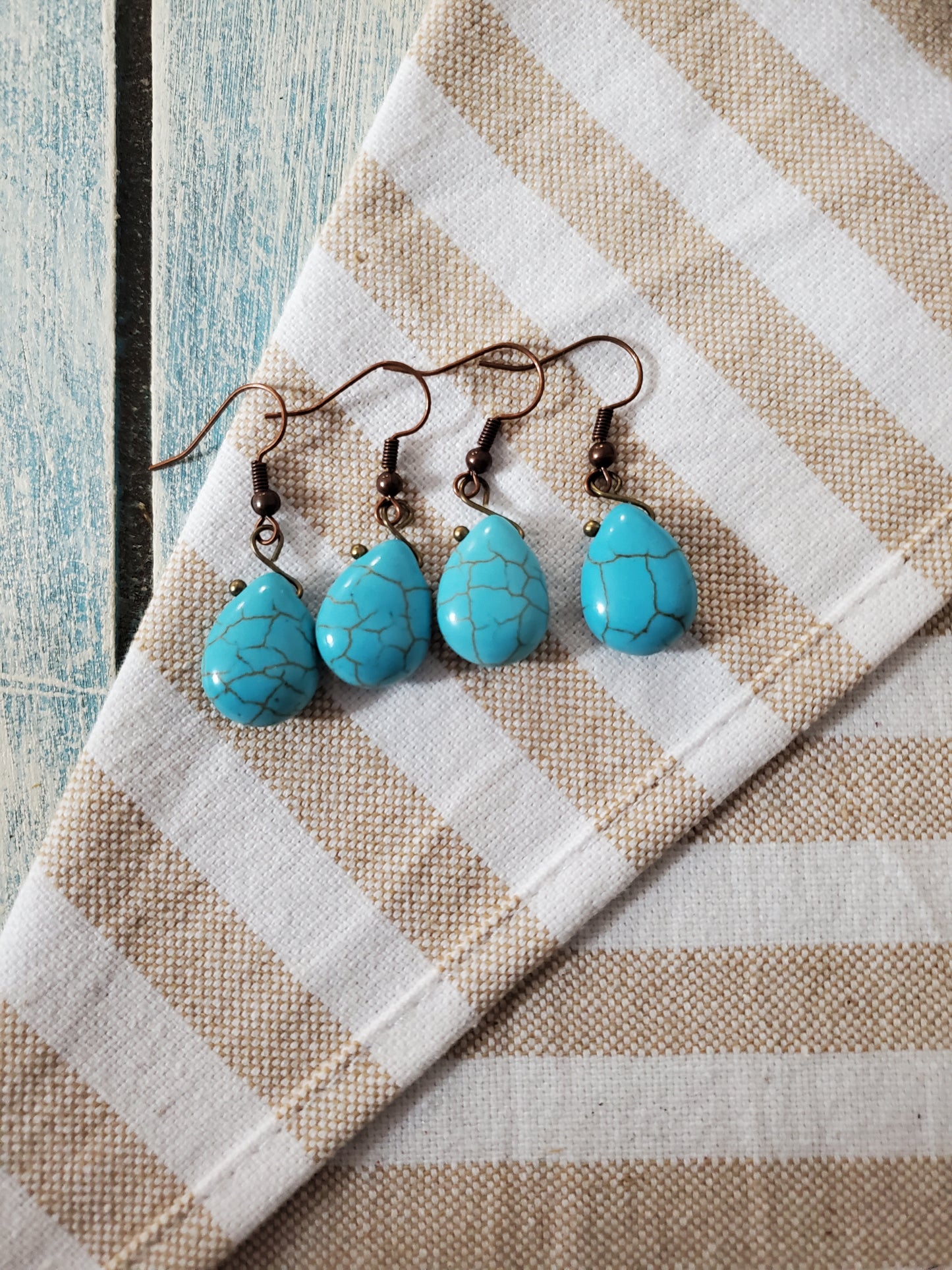 Turquoise  Howlite Teardrop Earrings