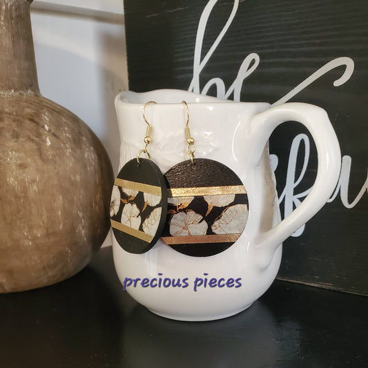 Decoupage and Hand Painted Wood Earrings