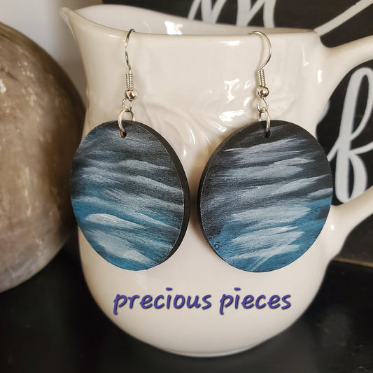 Abstract Hand Painted Wood Earrings