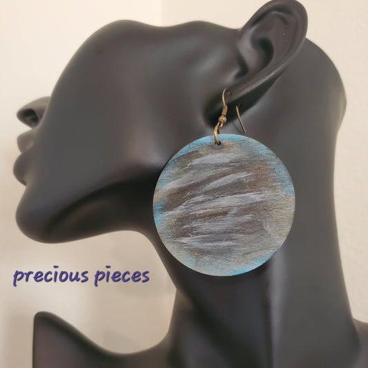 Abstract Hand Painted Wood Earrings