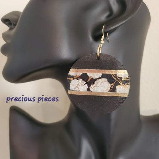 Decoupage and Hand Painted Wood Earrings