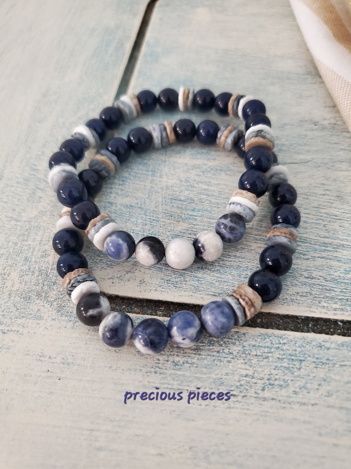 Men's Sodalite and Glass Beaded Bracelets