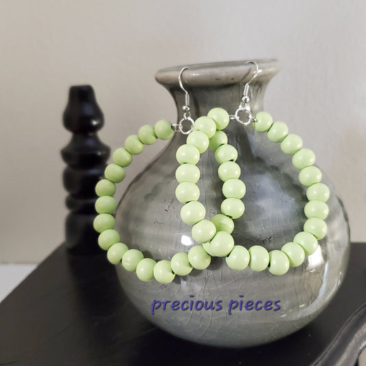 Wood Beaded Hoop Earrings (click for more options)