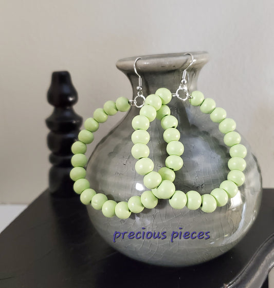 Wood Beaded Hoop Earrings (click for more options)