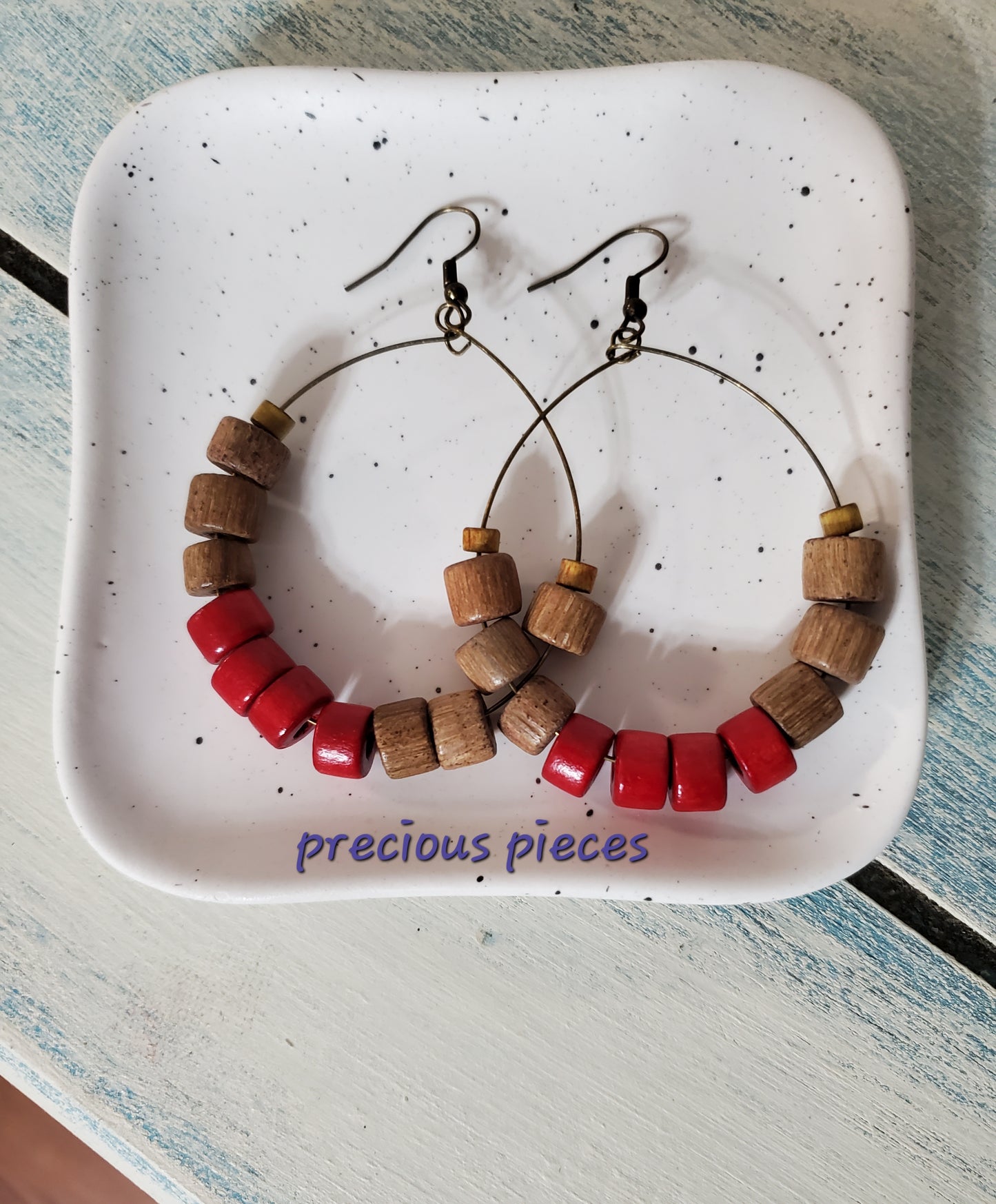 Red and Brown Hoop Earrings